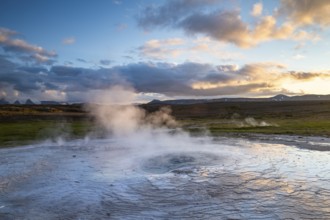 Steaming spring at the Hveravellir geothermal area, Icelandic Highlands, Iceland