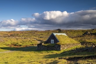 Traditional house at the Hveravellir geothermal area, Icelandic Highlands, Iceland