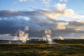 Steaming springs at the Hveravellir geothermal area, Icelandic Highlands, Iceland