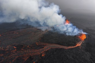 Volcanic eruption, Sundhnúkur crater chain, near Grindavik, Reykjanes Peninsula, Southwest Iceland,