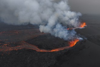 Volcanic eruption, Sundhnúkur crater chain, near Grindavik, Reykjanes Peninsula, Southwest Iceland,
