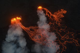 Volcanic eruption, lava details, Sundhnúkur crater chain, near Grindavik, Reykjanes Peninsula,