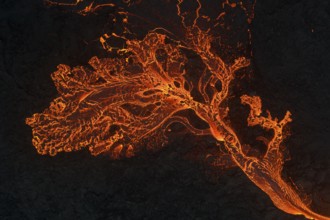 Volcanic eruption, lava details, Sundhnúkur crater chain, near Grindavik, Reykjanes Peninsula,