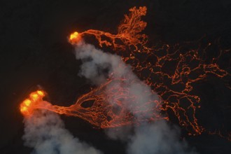 Volcanic eruption, lava details, Sundhnúkur crater chain, near Grindavik, Reykjanes Peninsula,