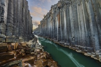 Studlagil Basalt Canyon, gorge in the Jökuldalur Valley, East Iceland, Iceland