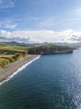 Areal de Santa Barbara Beach and Atlantic Ocean on Sunny Day. Azores, Sao Miguel Island. Portugal.