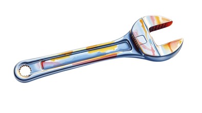 Adjustable wrench on white background, watercolor painting style. This tool is essential for