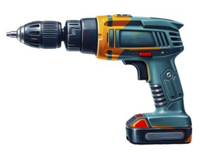 Cordless drill on white bacground, perfect for various drilling and fastening applications in home