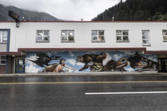 Painting on a house wall in Juneau, Alaska, USA