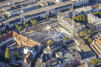 Aerial view, construction site with demolition of the western half of the Ritterpassage, centre,