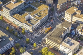Aerial view, construction site Westentor am City-Center, federal road 63 Westring, centre, Hamm,