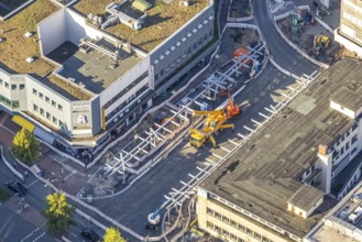 Aerial view, construction site Westentor am City-Center, federal road 63 Westring, centre, Hamm,