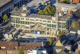 Aerial view, construction site and new construction of the western half of the Ritterpassage,