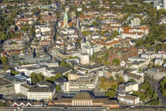 Aerial view, city centre view with St. Paul's Church, city festival with Ferris wheel, centre,