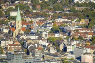 Aerial view, St Paul's Church and city festival with Ferris wheel, centre, Hamm, Ruhr area, North