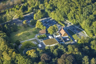 Aerial view, TusÃƒÂª Altes Fährhaus Restaurant, Uentrop, Hamm, Ruhr area, North Rhine-Westphalia,