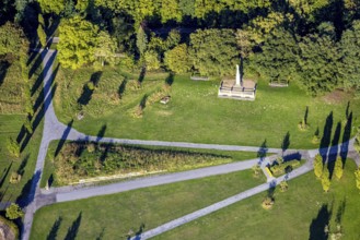 Aerial view, parade ground with war memorial, Germania memorial for the fallen of the