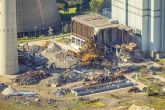 Aerial view, RWE Generation SE Gersteinwerk power plant, detail shot with demolition, Bockum-Hövel,