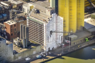 Aerial view, harbour area, Brökelmann und Co. oil mill in the harbour at the Datteln-Hamm canal,
