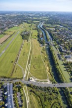 Aerial photograph, Hamm-Lippewiesen airfield and the Datteln-Hamm canal and Lippe river experience