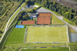 Aerial view, sports facility football stadium BV 09 Hamm, tennis courts hockey and tennis club