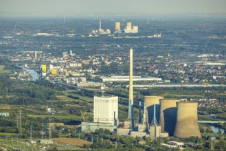 Aerial view, RWE Generation SE power plant Gersteinwerk, view over Hamm to RWE power plant