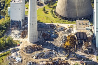 Aerial view, RWE Generation SE Gersteinwerk power plant, detail shot with demolition, Bockum-Hövel,