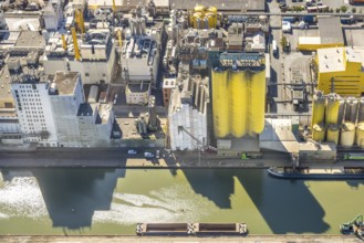 Aerial view, harbour area, Brökelmann und Co. oil mill in the harbour at the Datteln-Hamm canal,