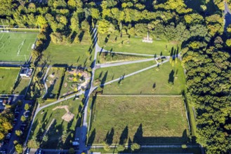 Aerial view, parade ground with war memorial, Germania memorial for the fallen of the