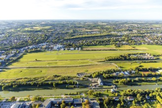 Aerial photo, Hamm-Lippewiesen airfield, experience space, distant view with view Hamm-Heessen,