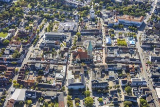 Aerial view, city centre view with St. Paul's Church, city festival with Ferris wheel, centre,