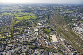 Aerial view, Hamm marshalling yard, Östingstraße industrial estate and Lohauserholz district,