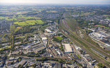 Aerial view, Hamm marshalling yard, Östingstraße industrial estate and Lohauserholz district,