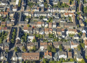 Aerial view, residential area, housing estate between Sedanstraße, Albertstraße and Roonstraße,