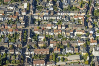 Aerial view, residential area, housing estate between Sedanstraße, Albertstraße and Roonstraße,
