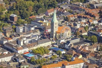 Aerial view, St Paul's Church and city festival with Ferris wheel, centre, Hamm, Ruhr area, North