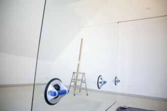 Newly installed shower screen in a luxurious new bathroom