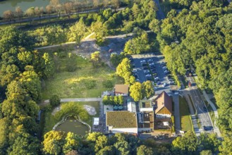 Aerial view, TusÃƒÂª Altes Fährhaus Restaurant, Uentrop, Hamm, Ruhr area, North Rhine-Westphalia,