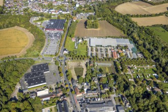 Aerial view, roundabout Sachsring and Münsterstraße, garden centre Bintig GmbH and Kaufland