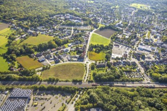 Aerial view, residential area with roundabout Vogelstraße, Frielicker Weg and Ahlener Straße,
