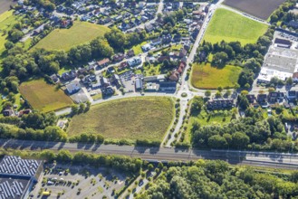 Aerial view, residential area with roundabout Vogelstraße, Frielicker Weg and Ahlener Straße,