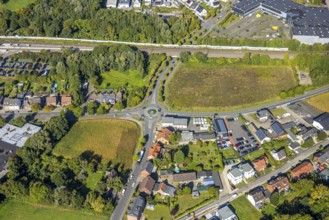 Aerial view, residential area with roundabout Vogelstraße, Frielicker Weg and Ahlener Straße,
