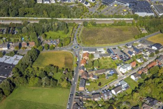 Aerial view, residential area with roundabout Vogelstraße, Frielicker Weg and Ahlener Straße,