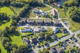 Aerial view, construction site and new development area Schlossstraße, district Heessen, Hamm, Ruhr