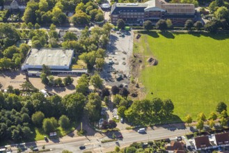Aerial view, Freiherr-vom-Stein-Gymnasium and construction site, entrance area Maximilianpark,
