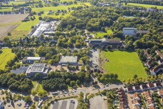 Aerial view, Freiherr-vom-Stein-Gymnasium and construction site, Maximilianpark, Uentrop, Hamm,