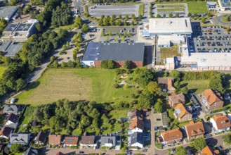 Aerial view, Westpress arena, beta Finanz Eissportarena Hamm, Lidl supermarket, Uentrop, Hamm, Ruhr