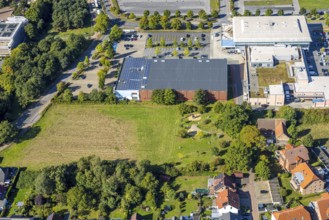 Aerial view, Westpress arena, beta Finanz Eissportarena Hamm, Lidl supermarket, Uentrop, Hamm, Ruhr