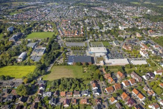 Aerial view, Westpress arena, beta Finanz Eissportarena Hamm, Lidl supermarket, Uentrop, Hamm, Ruhr