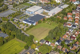 Aerial view, Westpress arena, beta Finanz Eissportarena Hamm, Lidl supermarket, Uentrop, Hamm, Ruhr